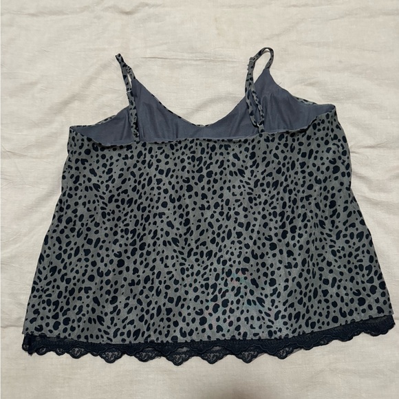 She + Sky Gray & Black Animal Print Lace Trim Cami Top | Size S - Picture 2 of 4